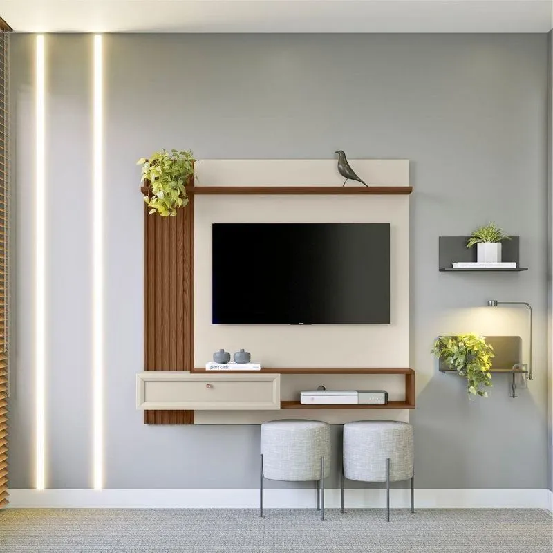 Painel Para Dortmund Ripado Freijo Off White