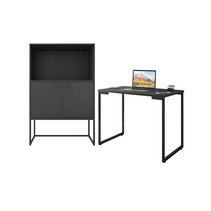 Conjunto Armario Semi-aberto Court Preto