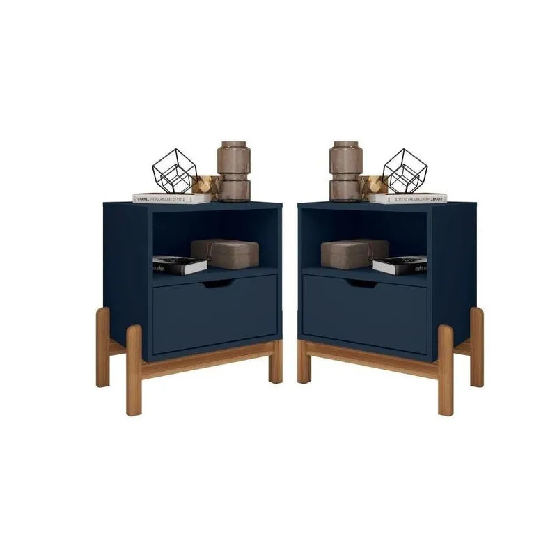 Conjunto Mesas De Cabeceira Tech Azul Cobalto