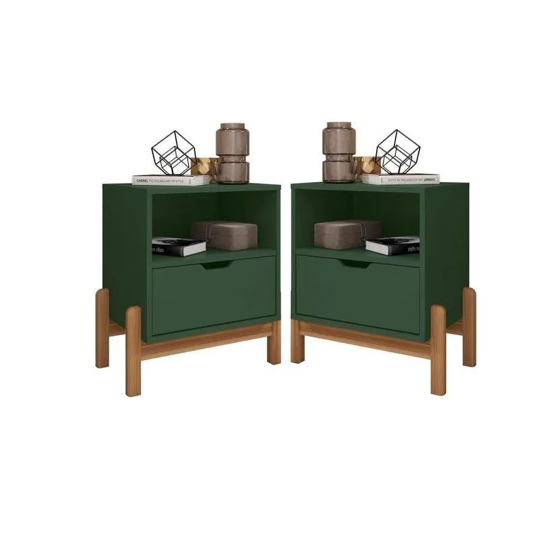 Conjunto Mesas De Cabeceira Tech Verde Oliva