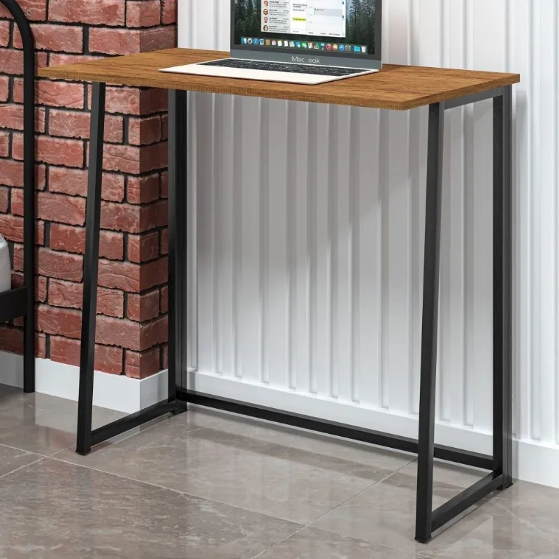 Mesa Para Escritório Slim Asy Dobrável Preto E Canela