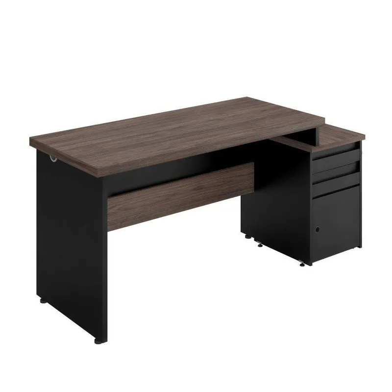 Mesa Escrivaninha Com Gaveteiro Freijo Preto