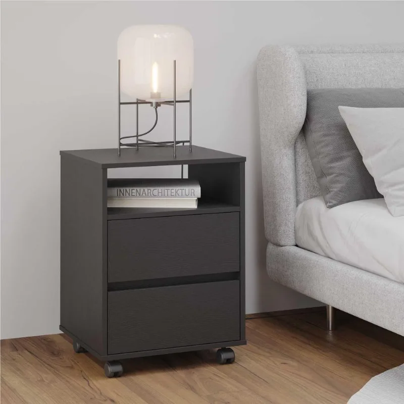 Mesa De Cabeceira Com Rodízios Nadi Preto Onix