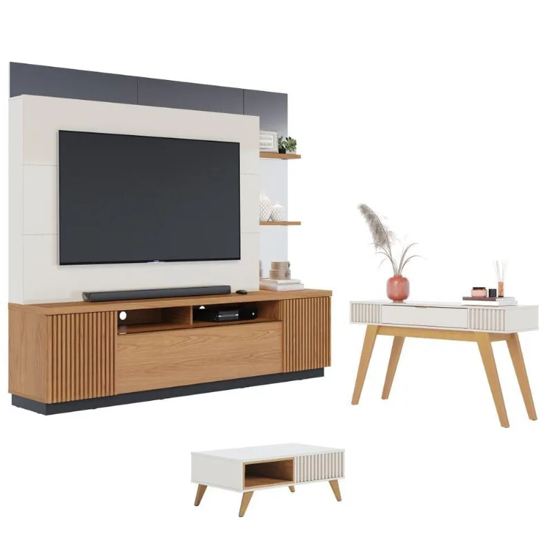 Conjunto Para Sala De Estar Luisa Off-white Freijo