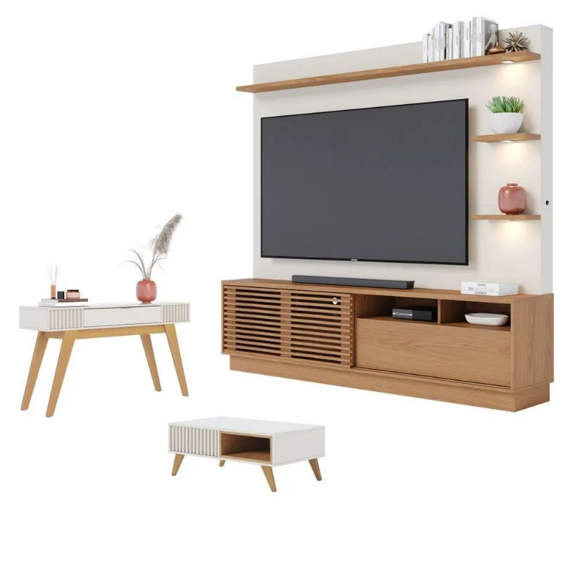 Conjunto Para Sala De Estar Barton Freijo Off-white Matte