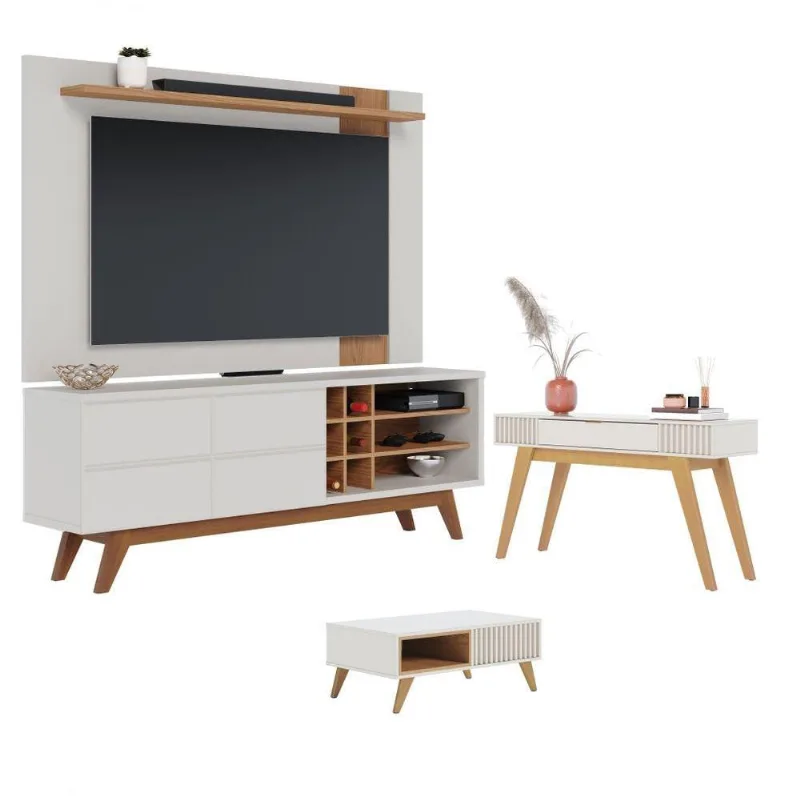 Conjunto Para Sala De Estar Diana Off-white Freijo