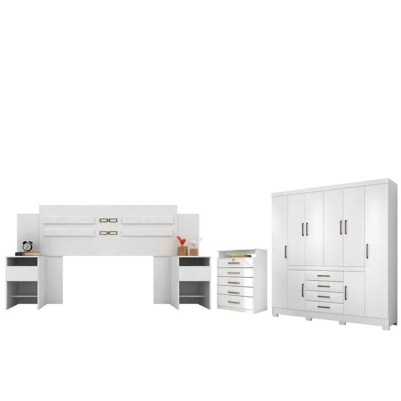 Conjunto Quarto De Casal Completo Trieste Branco