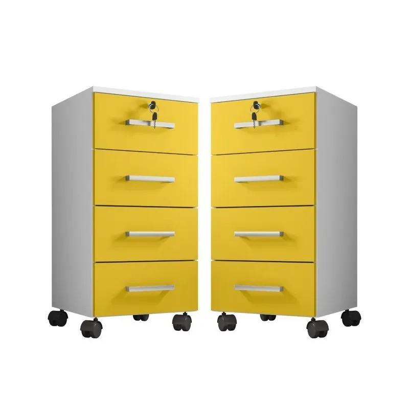Conjunto 2 Gaveteiros Vulcan Branco Amarelo Flex