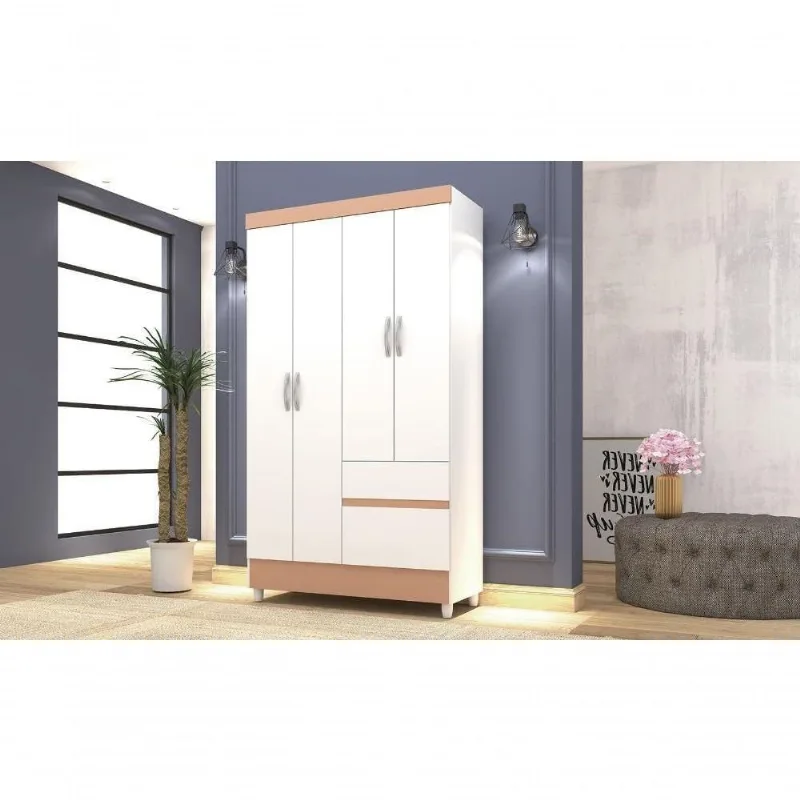Guarda Roupa Casal Spectra 4 Portas 2 Gavetas Branco-Camarim MDP