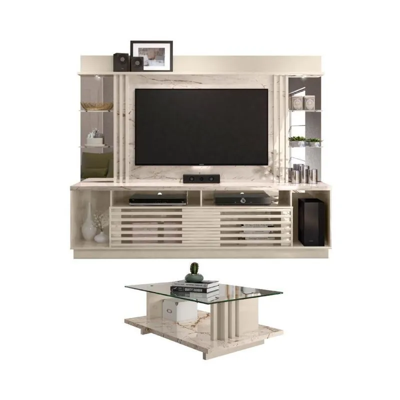 Conjunto Home Theater E Mesa De Centro Michael Calacata Off-white