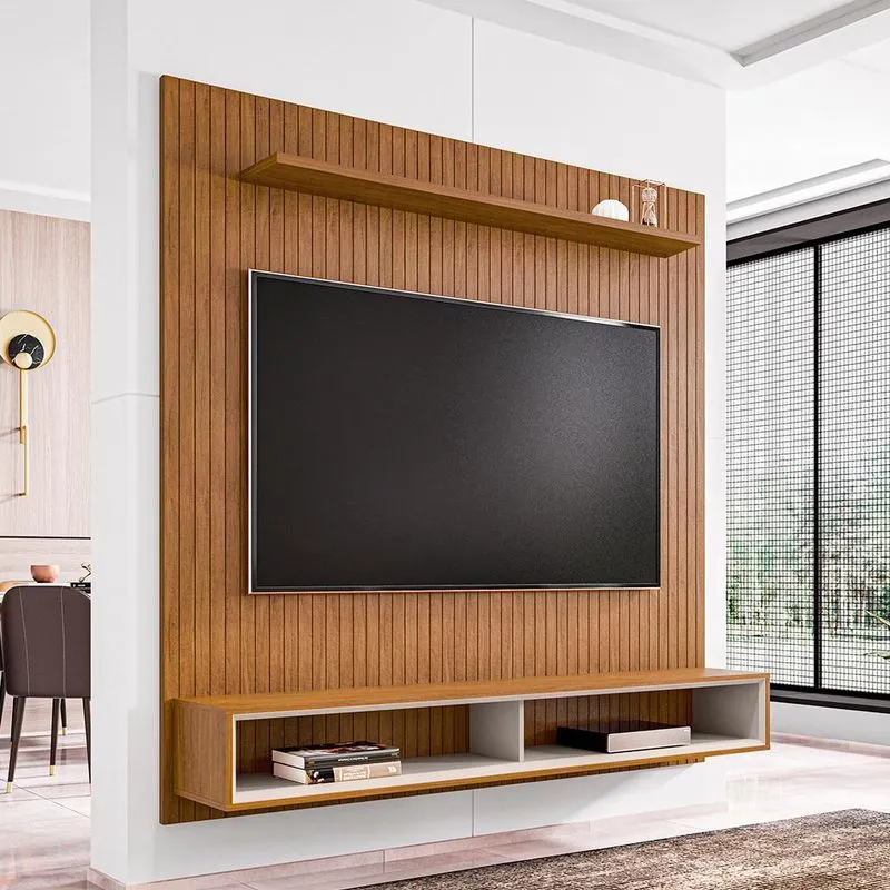 Home Para Tv Ripado Até 60 Polegadas Denver 160 Cedro Off White