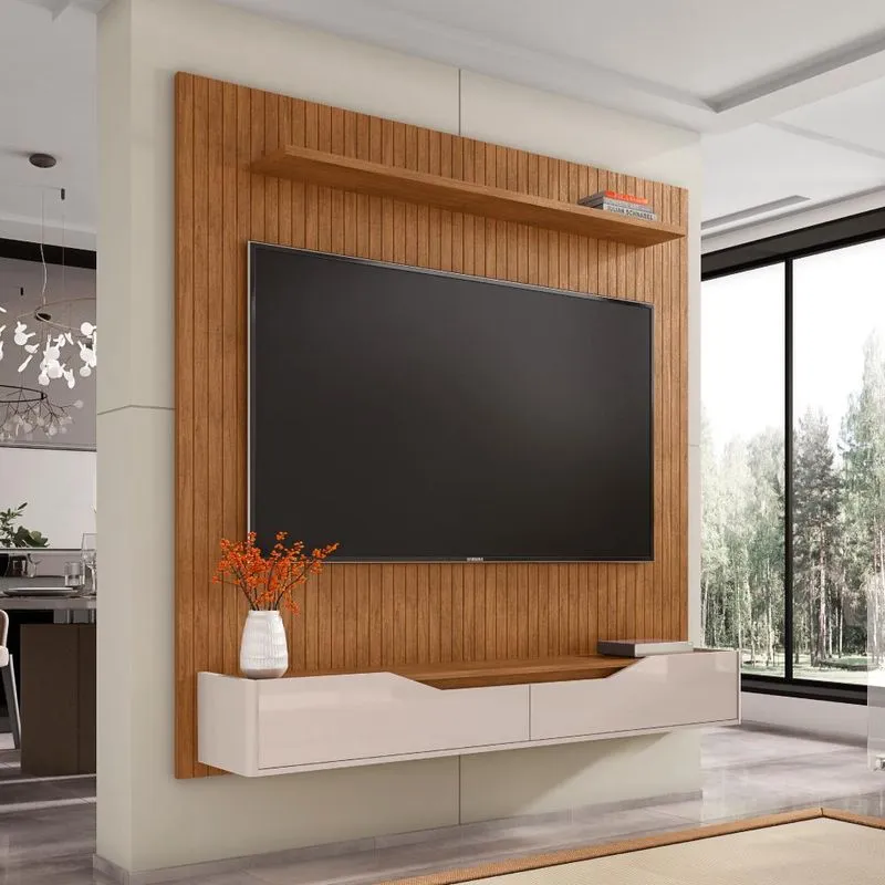 Home Para Tv Ripado Até 60 Polegadas 220 Fenix Cedro Off White
