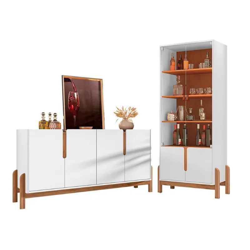 Conjunto Buffet 170 E Cristaleira Luisa Branco Cedro