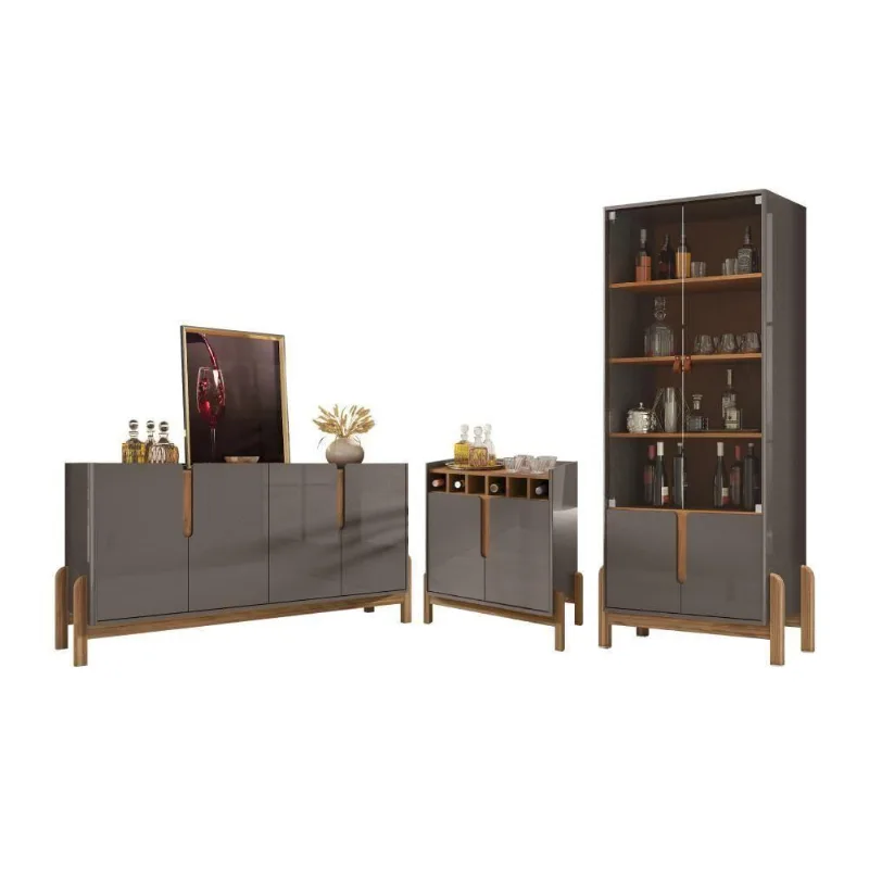 Conjunto Sala De Estar Completo Seville Cinza Pérola Cedro