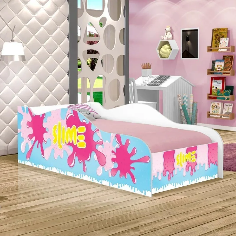 Cama Carro Fun Adesivada Slime Menina Solteiro