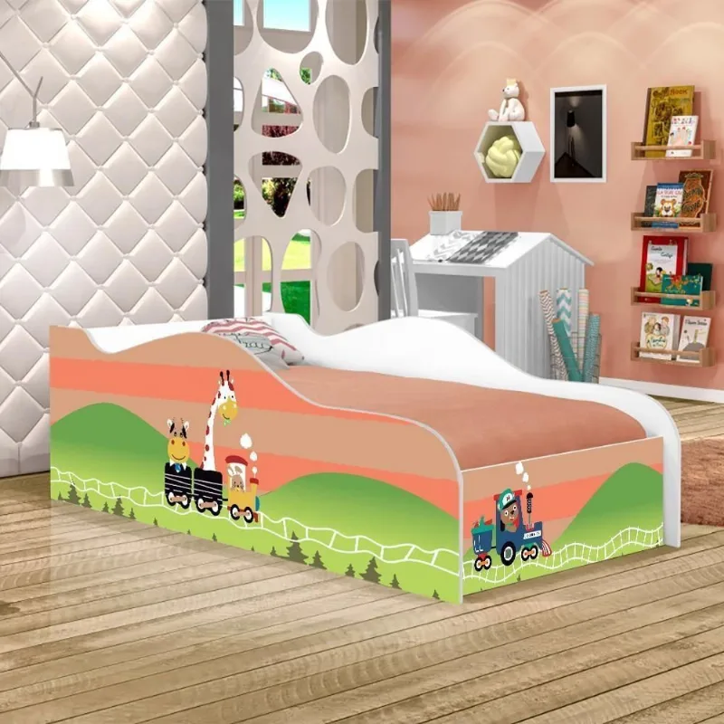 Cama Carro Fun Adesivada Trenzinho Solteiro