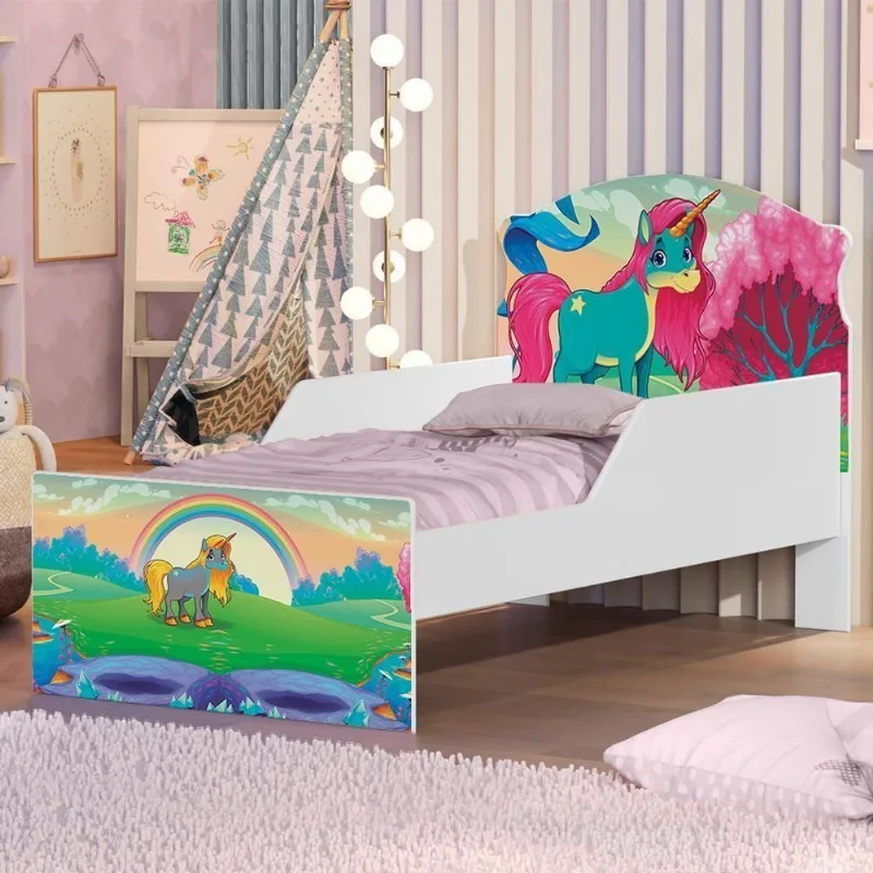 Mini Cama Unicórnio Feliz Com Colchão