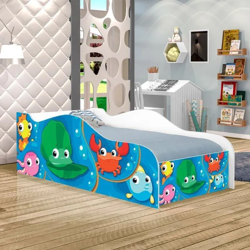 Cama Fun Fundo Do Mar Peixes Solteiro Com Colchão