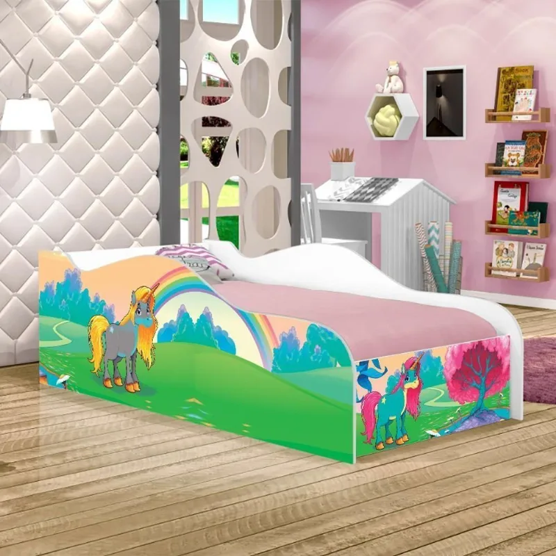 Mini Cama Fun Unicórnio Feliz Infantil Com Colchão