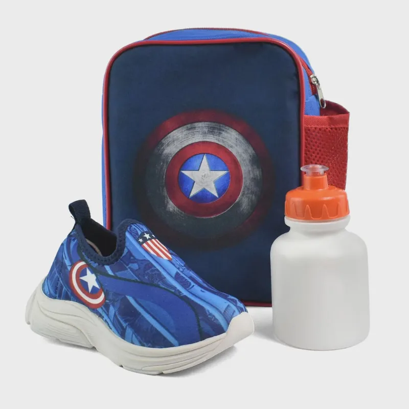 Tênis Kit Mochila e Cantil Botinho Heróis Casual Menino Marinho