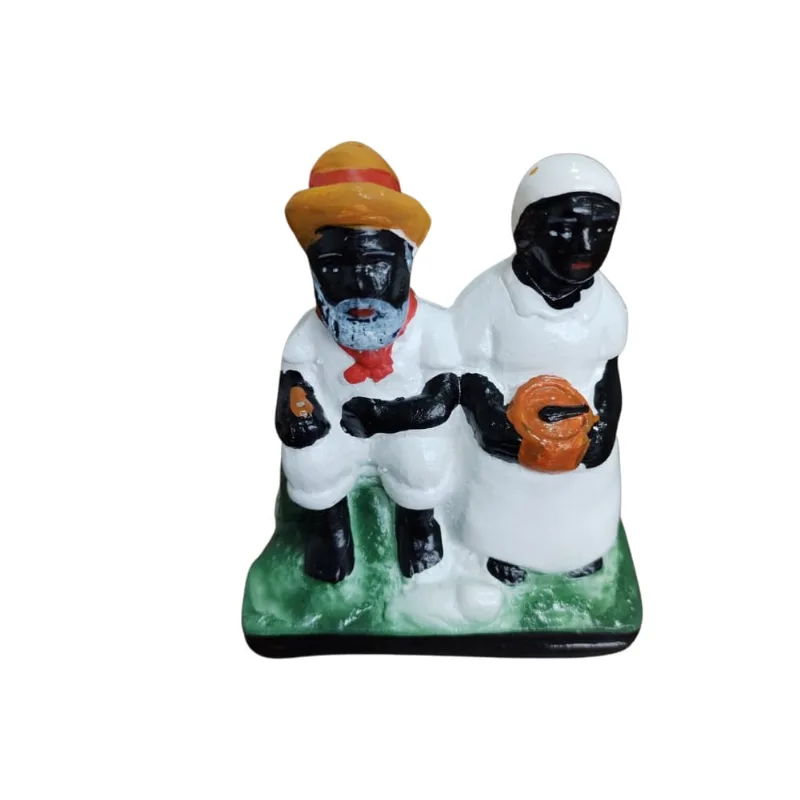 Estatua Imagem Casal Preto Velho - Tamanho P - Peça Dupla