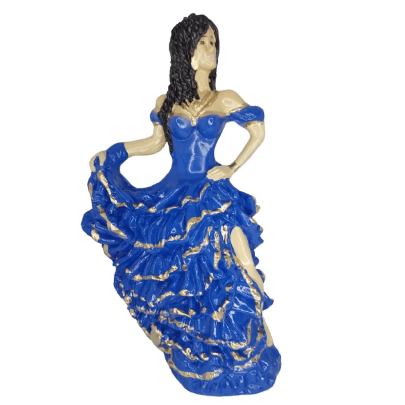 Imagem Escultura Cigana A Batizar Azul Escuro 25cm Gesso