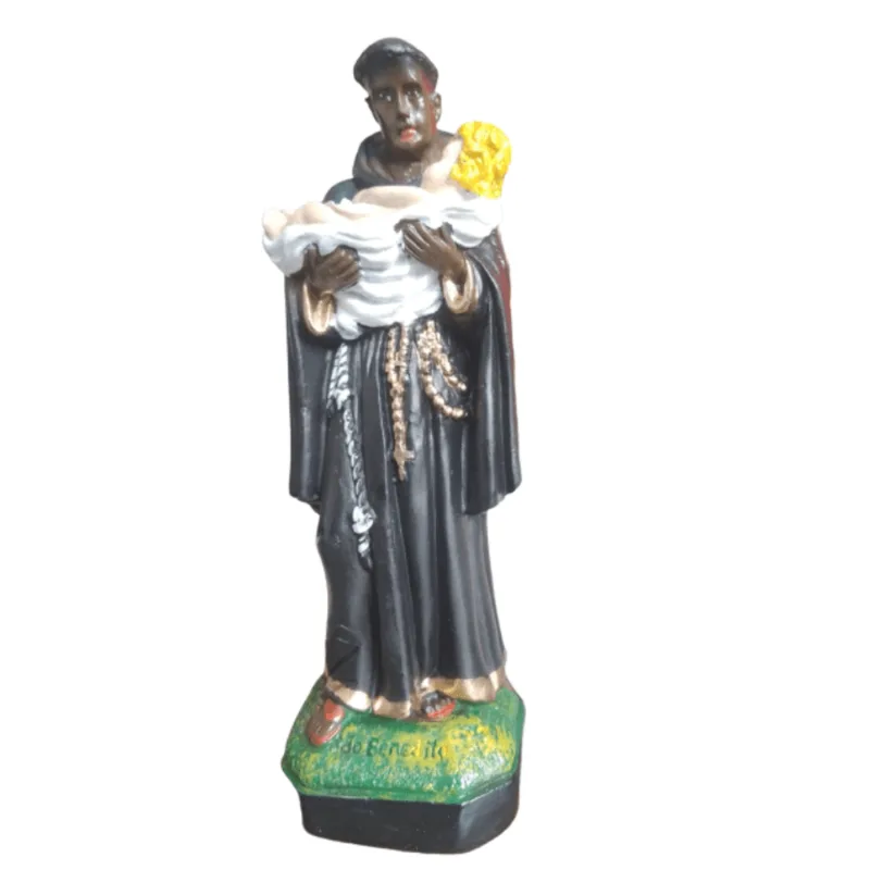 Estatua Imagem São Benedito 20cm Gesso