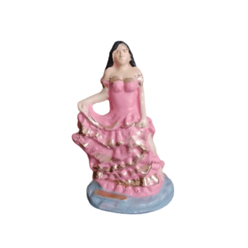 Imagem Cigana A Batizar Vestido Rosa 10cm Gesso