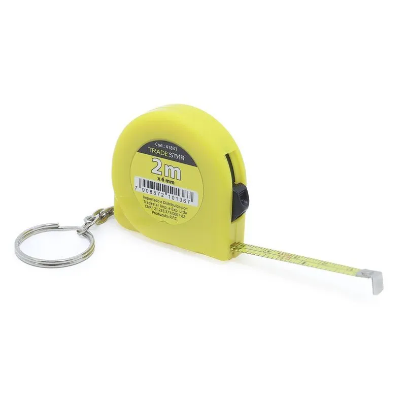 Chaveiro Mini Trena 2 Metros Aço 2m X 6mm Tradestar