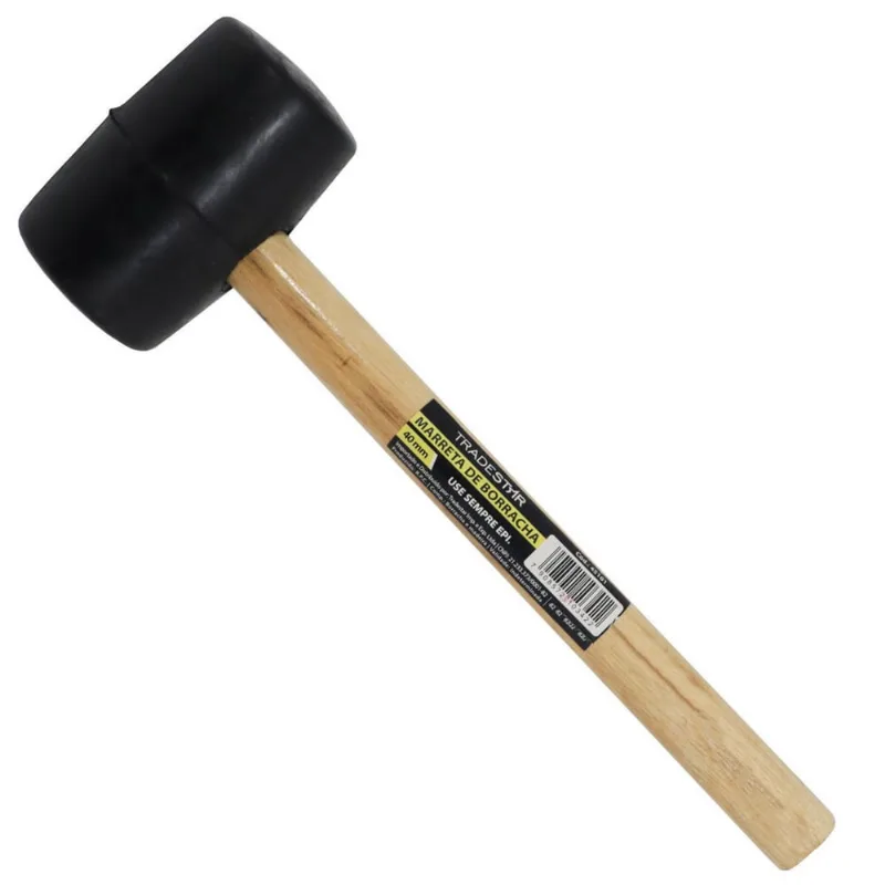 Martelo De Borracha Preta 40Mm 295G Cabo Madeira Tradestar