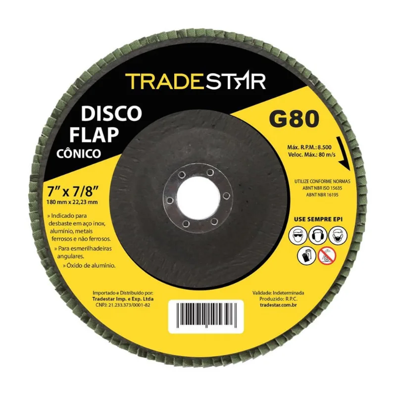Disco Flap Conico 7 180Mm Fds180-80Fc Z80 Grão 80