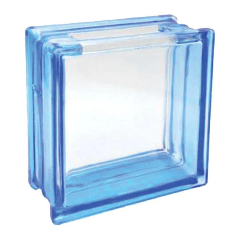 Bloco De Vidro c/ Furo Quadrado 19x19x8 Tradestar Azul