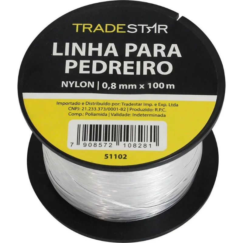 Linha Pedreiro Nylon Lisa 0,8mmx100m Bca Com 2 Tradestar