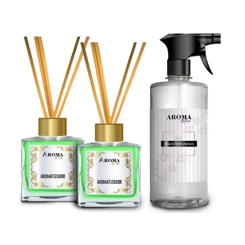 Kit 1 Água Perfumada 500ml + 2 Aromatiz. 350ml Aroma Max