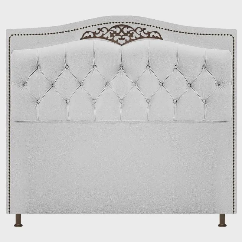 Cabeceira Estofada Yasmim 160 cm Queen Size Suede Branco - adj Decor
