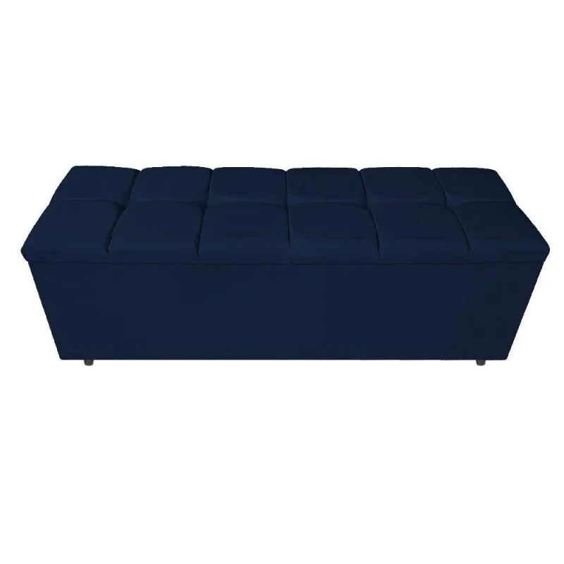 Calçadeira Estofada Manchester 195 Cm King Size Suede Azul