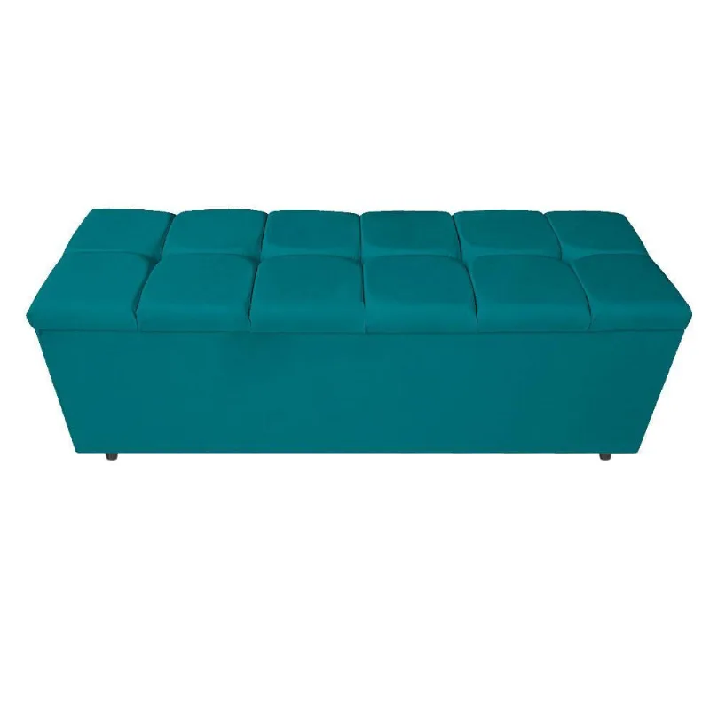 Calçadeira Estofada Manchester 195 Cm King Size Suede Azul
