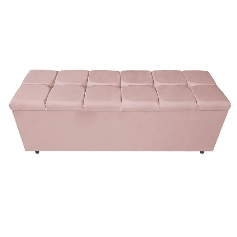 Calçadeira Estofada Manchester 195 Cm King Size Suede Rosê