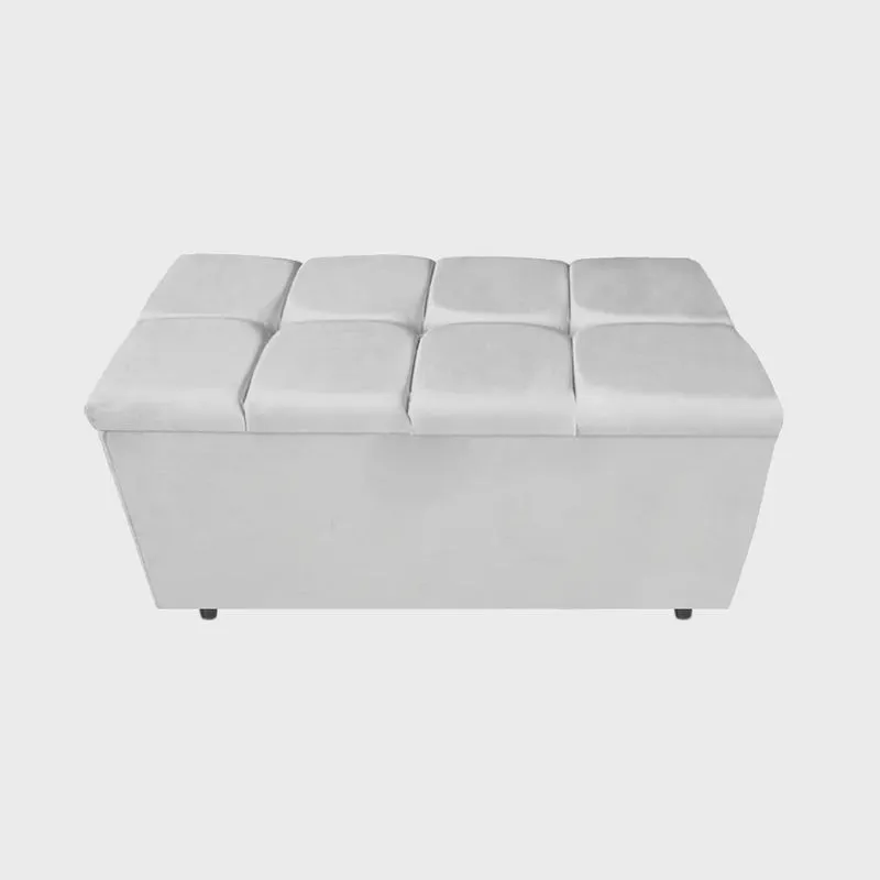 Calçadeira Estofada Manchester 90 cm Solteiro Suede Branco - adj Decor