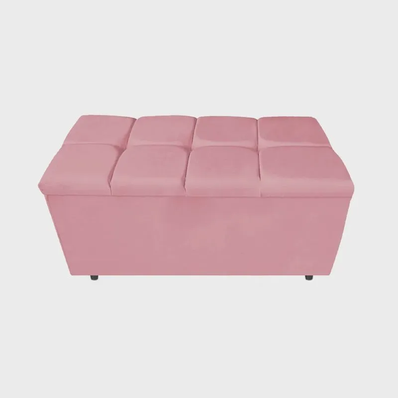 Calçadeira Estofada Manchester 90 cm Solteiro Suede Rosa Bebê - adj Decor
