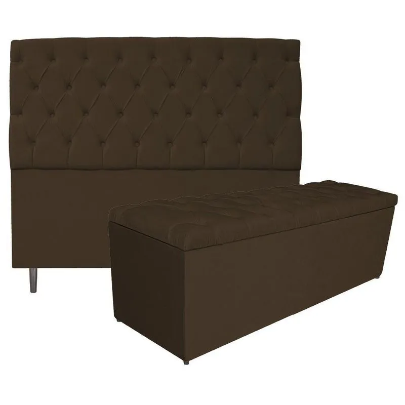Kit Cabeceira e Calçadeira Liverpool 160cm Queen Suede
