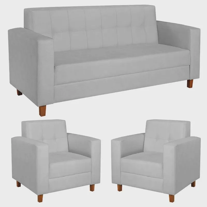 Kit Sofá 2 Lugares e 2 Poltronas Denver Corano Branco - adj Decor