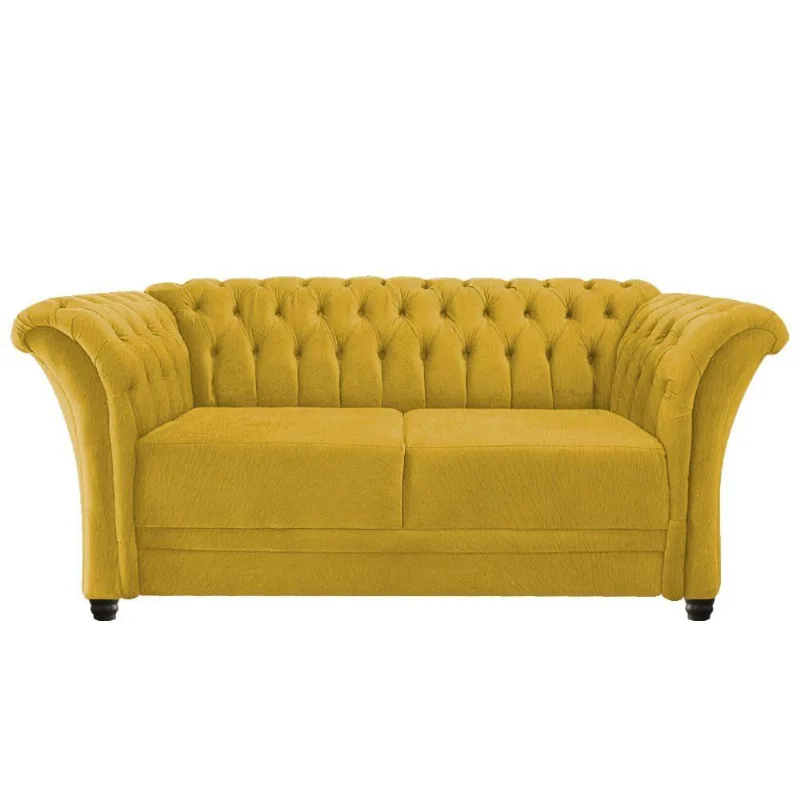 Namoradeira Chesterfield Sofia Suede Amarelo