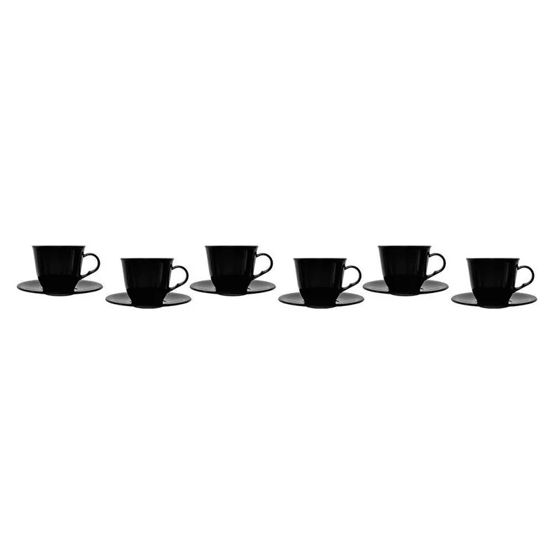 Xícaras Para Café Com Pires 6 Unidades De Acrílico Preto