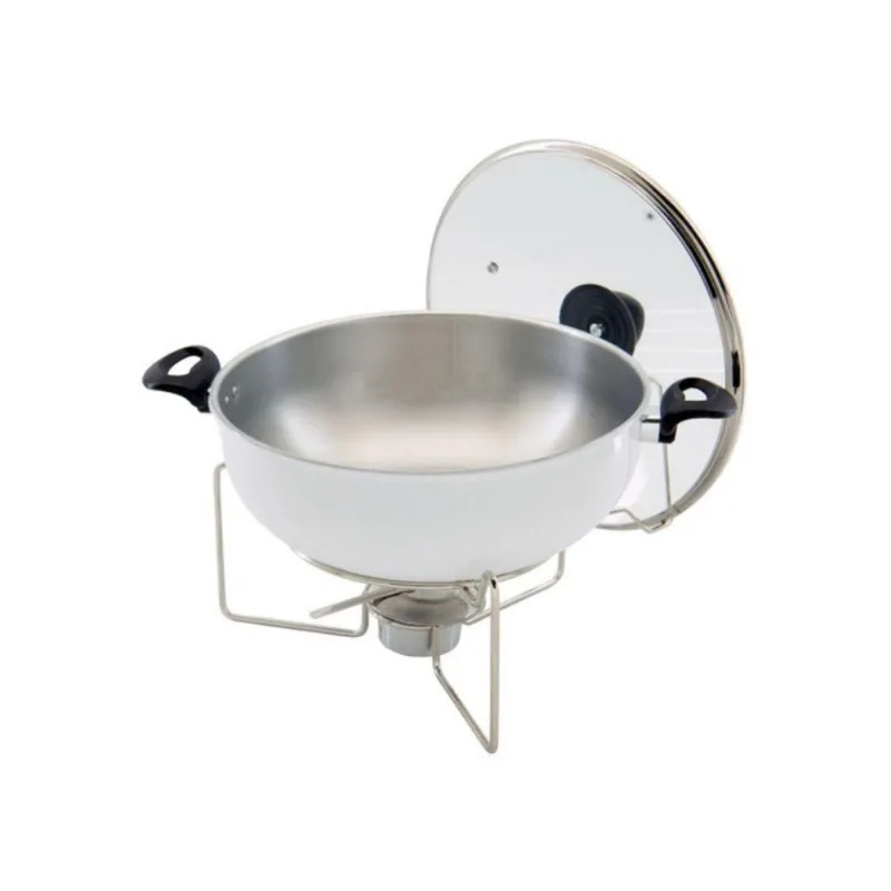 Rechaud Redondo Branco Com Suporte Para Tampa De Vidro 6,5 L
