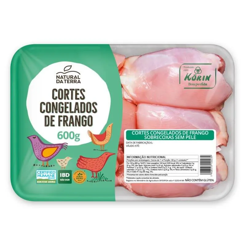 Sobrecoxa de Frango sem Pele Congelada Natural da Terra 600g