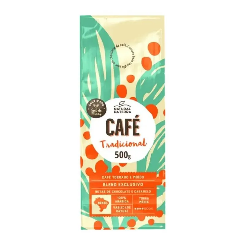 Café Tradicional Torrado e Moído Natural da Terra 500g