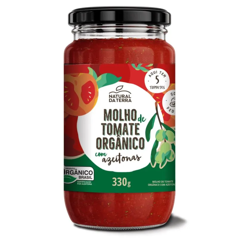 Molho de Tomate e Azeitona Orgânico Natural da Terra 330g