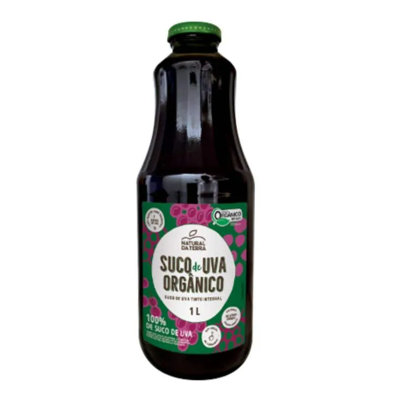 Suco de Uva Tinto Integral Orgânico Natural da Terra 1L