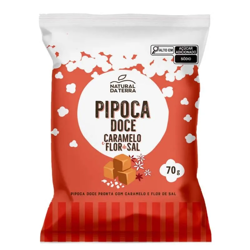Pipoca Doce de Caramelo e Flor de Sal Natural da Terra 70g